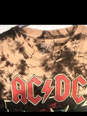AC/DC Tie-Dye Graphic Tee - Brown and Black